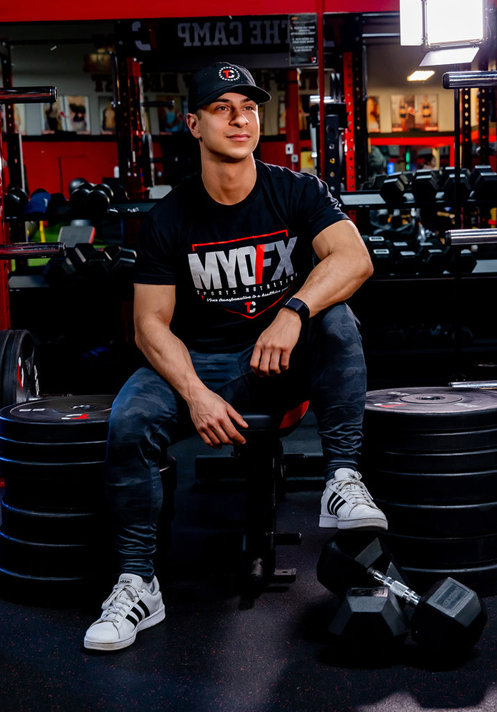 Photograph of model wearing MYOFX t-shirt