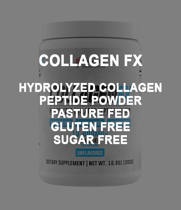 Collagen FX product image. Hydrolyzed Collagen peptide powder. Pasture fed. Gluten Free. Sugar free