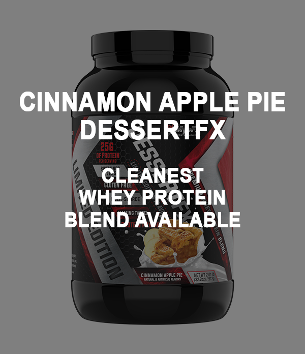 Dessert FX Cinnamon apple pie Product image. Cleanest whey Protein blend available