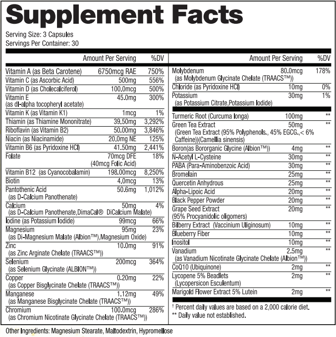 Vita FX Supplement facts